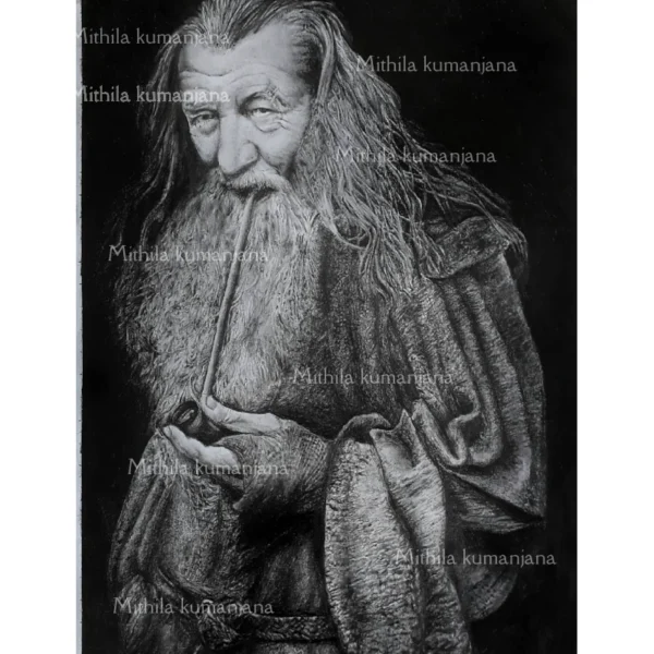 Gandalf original charcoal and graphite drawing